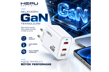 HEPU HP-AC06 45W GaN PD Şarj Adaptörü – Hızlı Şarj