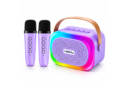 HEPU HP-MS02 5W Kablosuz Karaoke Hoparlör – 2 Mikrofonlu, RGB Işıklı