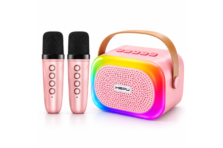 HEPU HP-MS02 5W Kablosuz Karaoke Hoparlör – 2 Mikrofonlu, RGB Işıklı